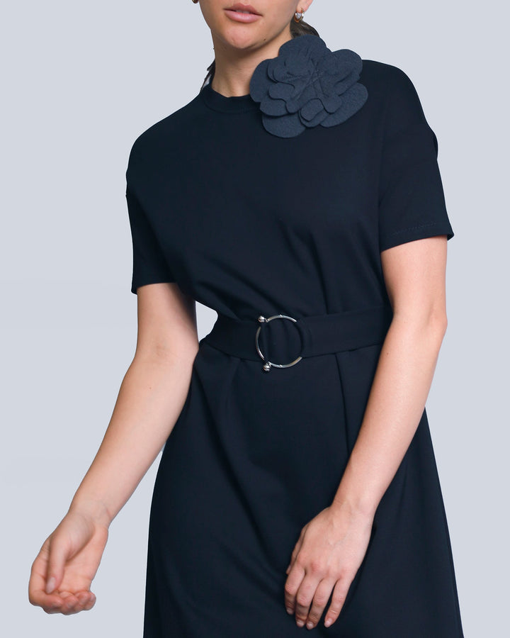 Maison Marie Saint Pierre | Dress | HOSANAME | Black | Brooch | HAMELOT4 | Charcoal | Belt | HAZEL2 | Black