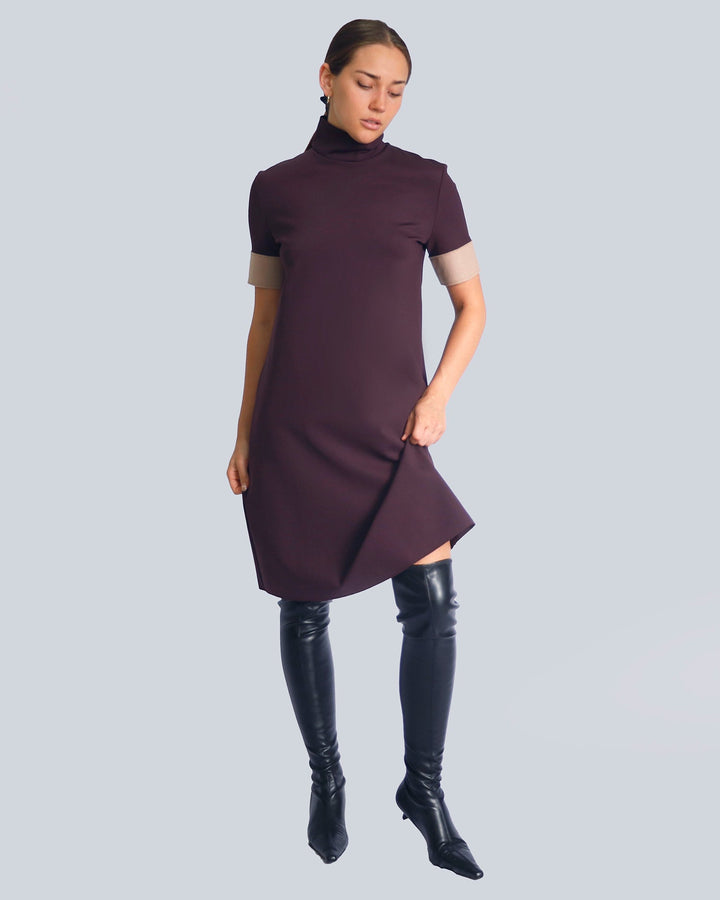 Maison Marie Saint Pierre | Dress | HUXTON | Plum | Camel