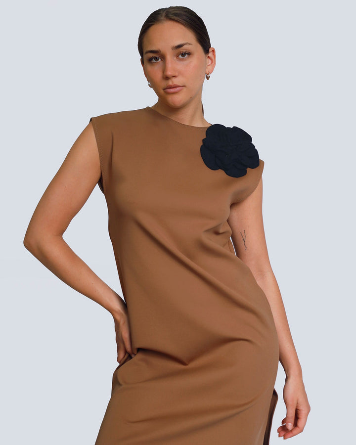 Maison Marie Saint Pierre | Dress | HEYWOOD | Umber | Brooch | HAMELOT4 | Black