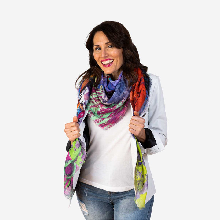 Agrigento Purple Silk Modal Scarf