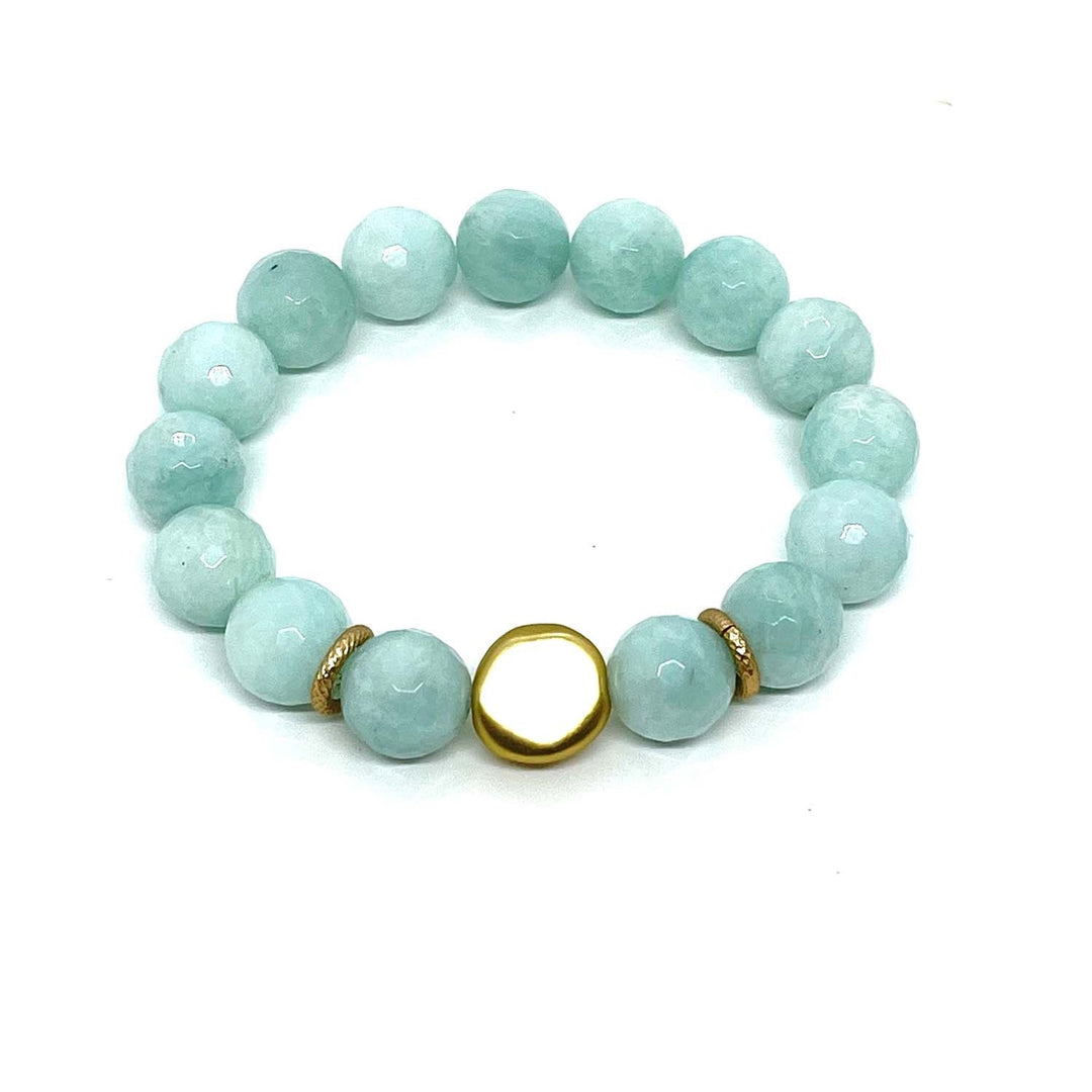 Amazonite Matte Gold Nugget Stretch Bracelet