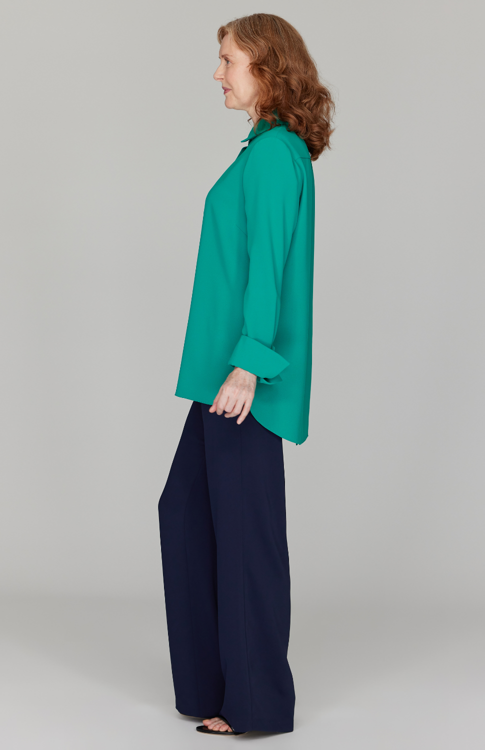 Lustrous Crepe Back Overlap Shirt