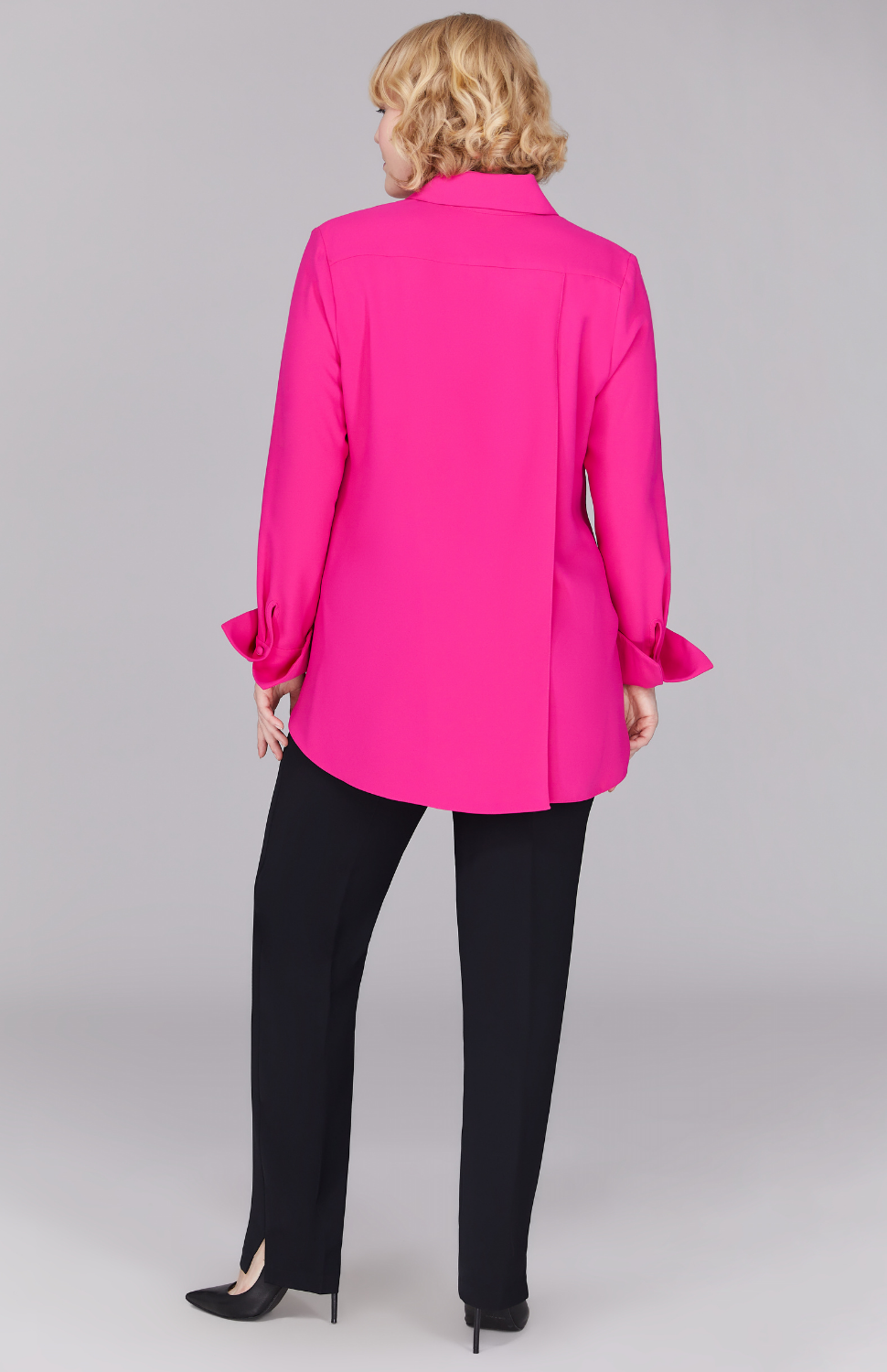 Lustrous Crepe Back Overlap Shirt