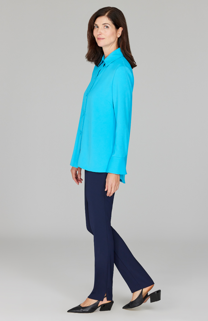 Lustrous Crepe Back Overlap Shirt