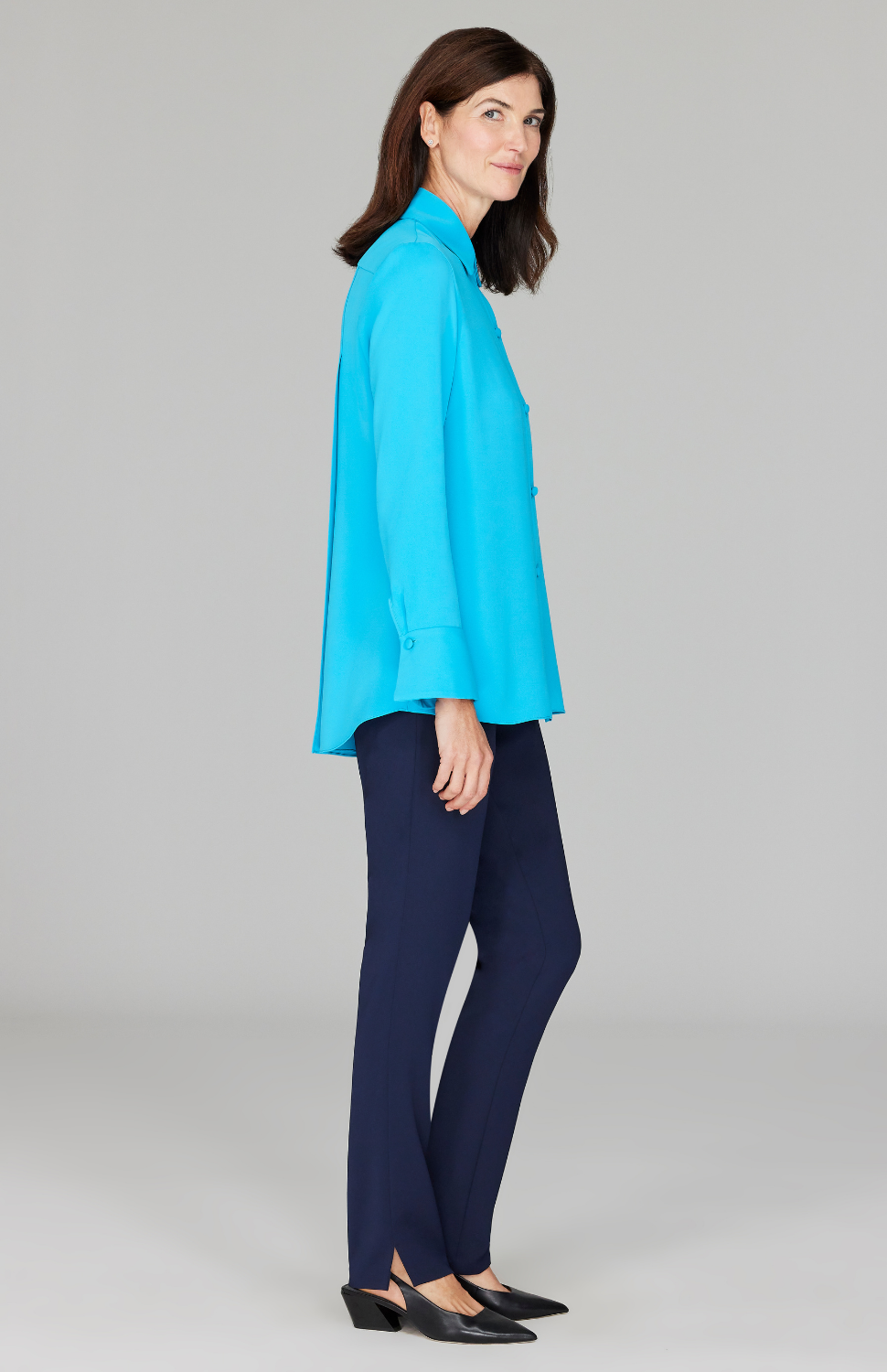 Lustrous Crepe Back Overlap Shirt