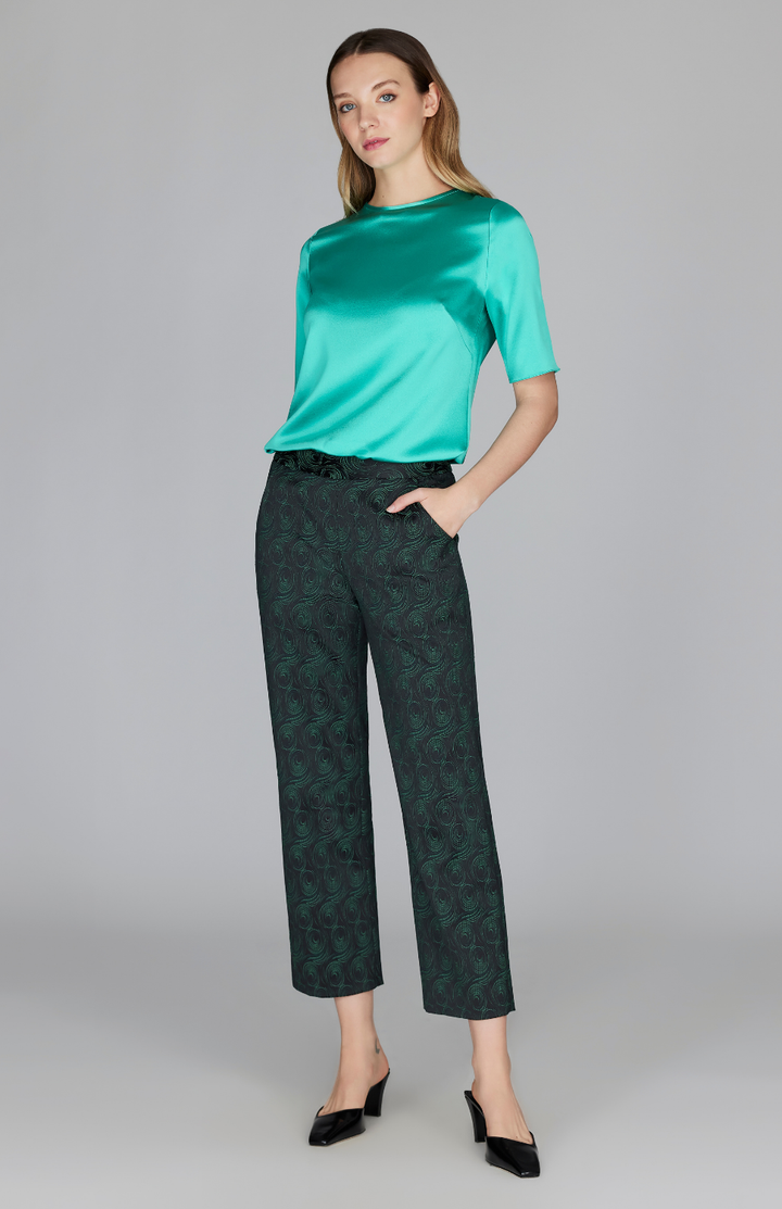 PREORDER Swirl Jacquard Straight Leg Pant w/ Back Zip