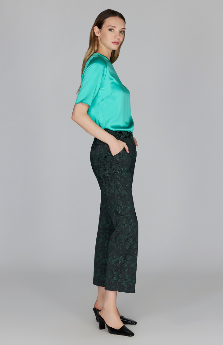 PREORDER Swirl Jacquard Straight Leg Pant w/ Back Zip