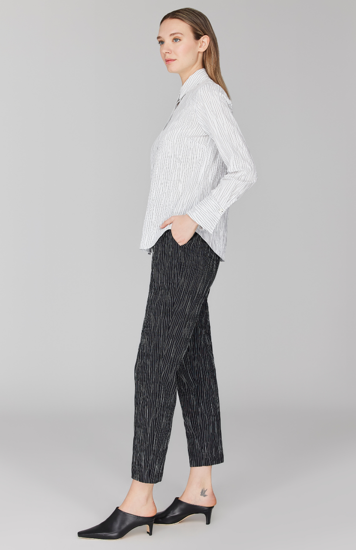 Tucked Pinstripe Tailored Button Down Shirt