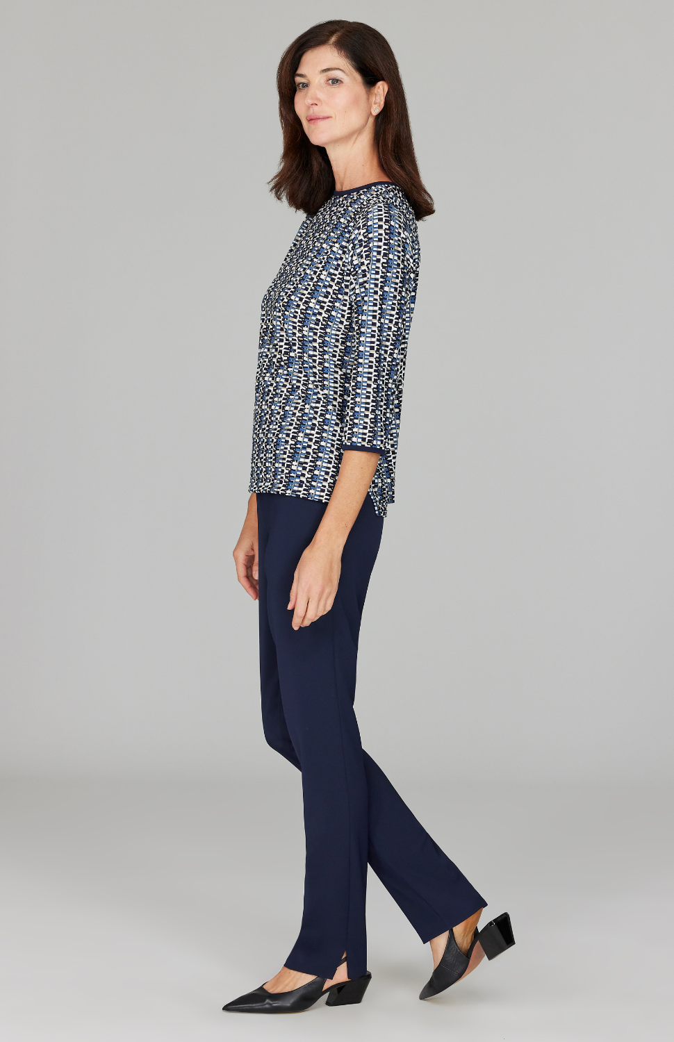 Geometric Dot Knit 3/4 Sleeve Blouse