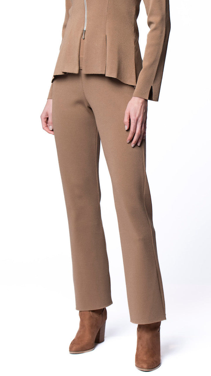 Domenique Milano-Knit Boot Leg Pants; Mocha