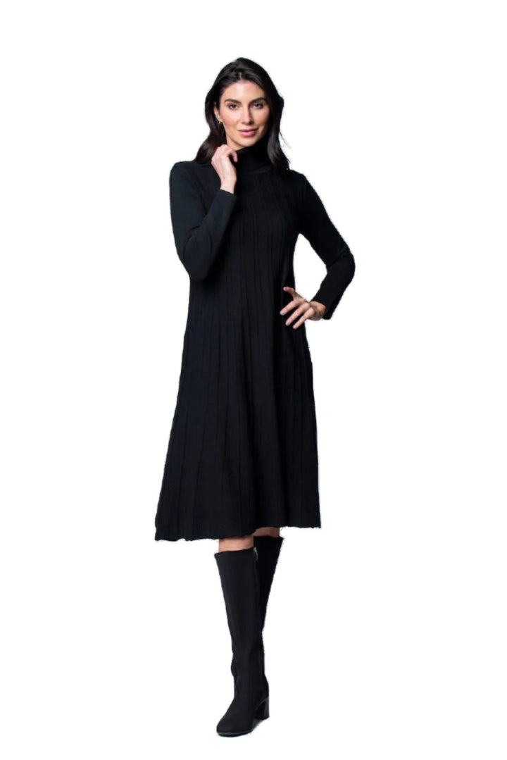 Haylee Midi Turtleneck Sweater Dress; Black