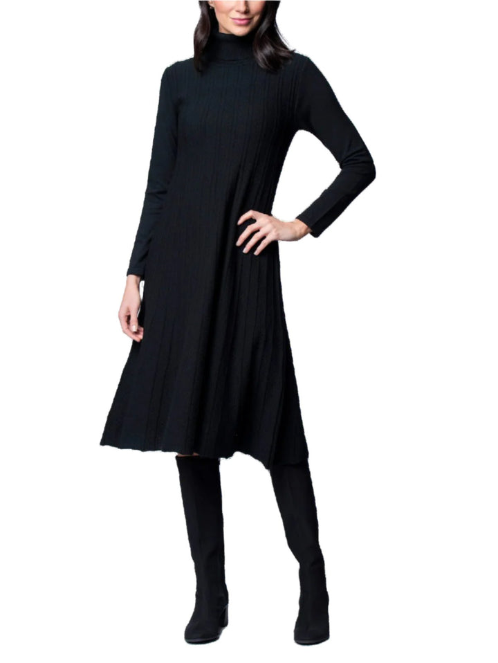 Haylee Midi Turtleneck Sweater Dress; Black