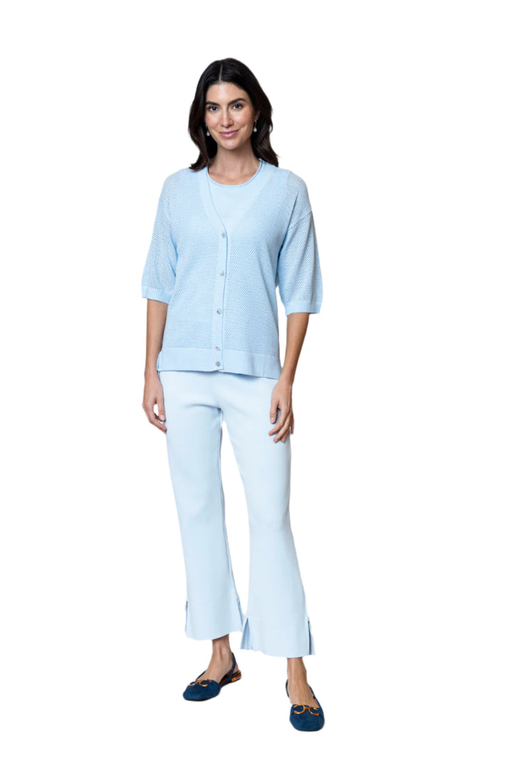 Daphne Mesh Short Sleeved Cardigan, Baby Blue