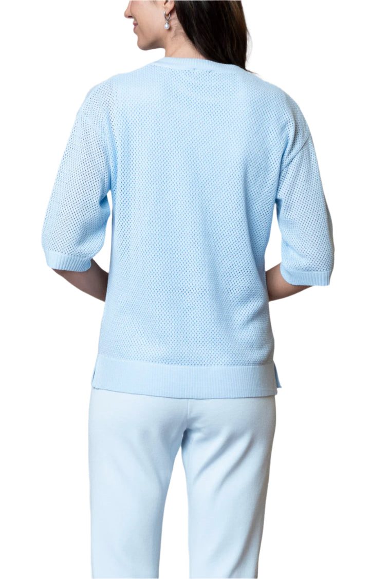 Daphne Mesh Short Sleeved Cardigan, Baby Blue