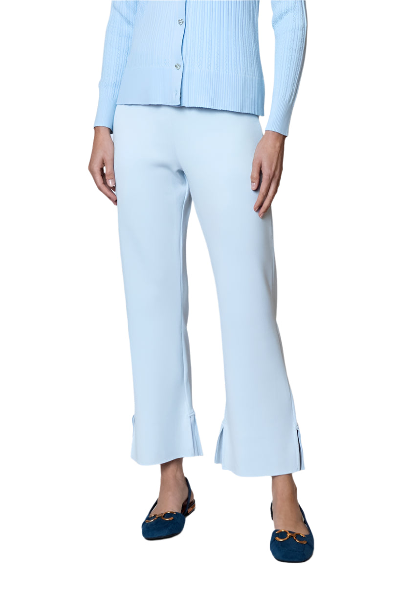 Siena Milano-Knit Ankle-Length Flare Pants; Powder Blue