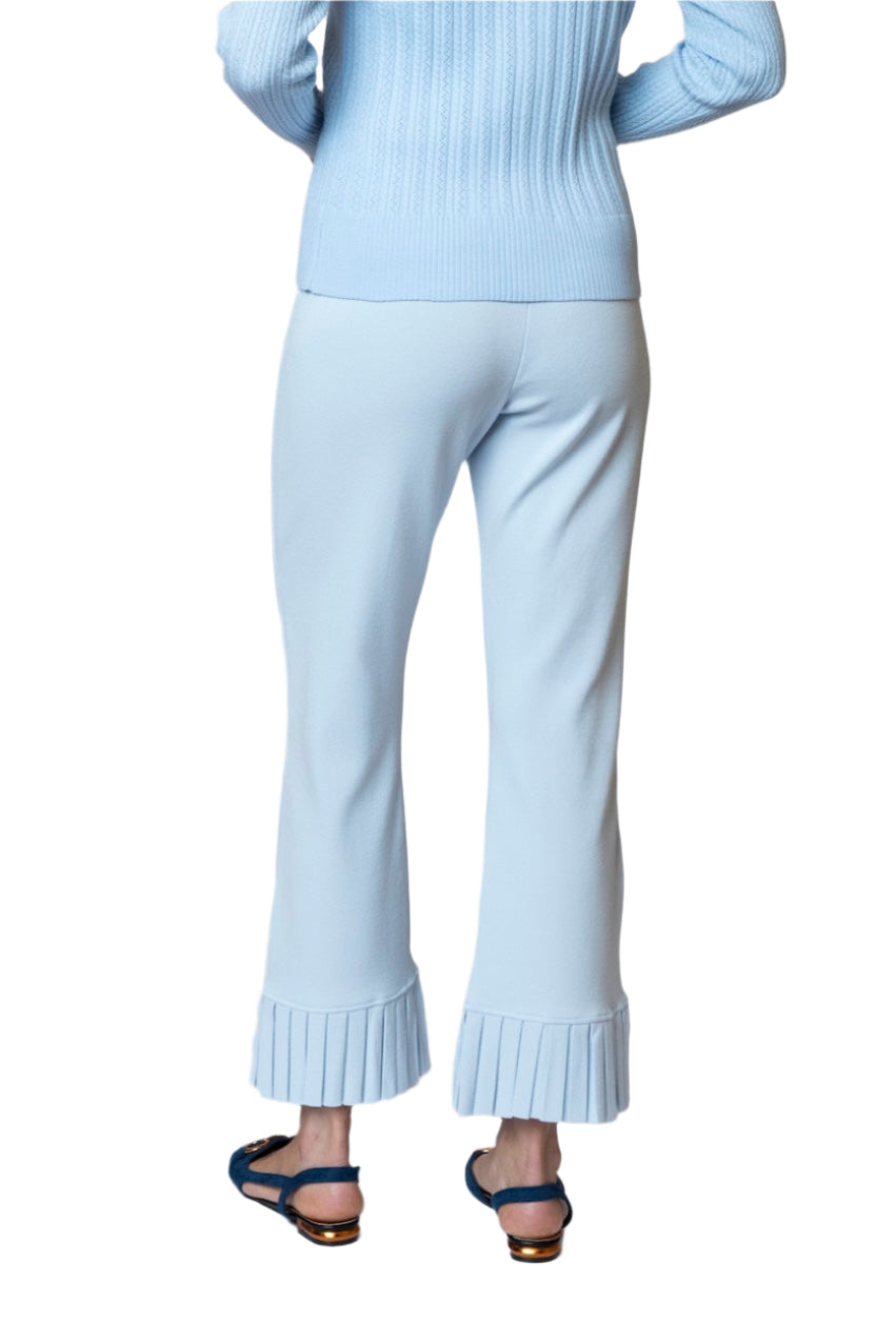 Siena Milano-Knit Ankle-Length Flare Pants; Powder Blue