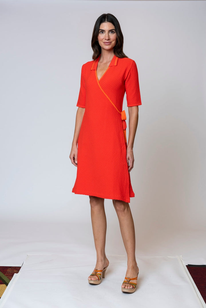 Makayla Wrap Knit Sheath Dress; Bright Orange / Orange