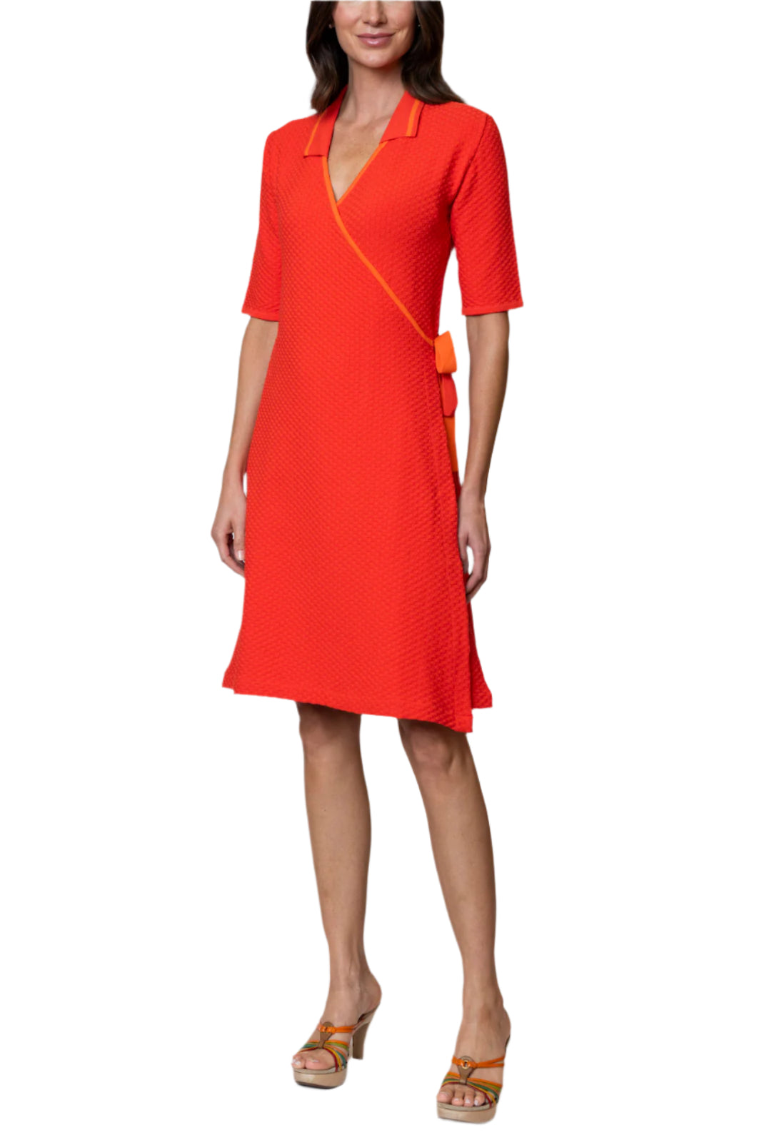 Makayla Wrap Dress; Bright Orange / Orange