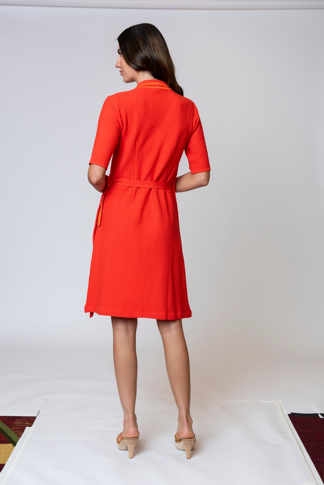 Makayla Wrap Knit Sheath Dress; Bright Orange / Orange