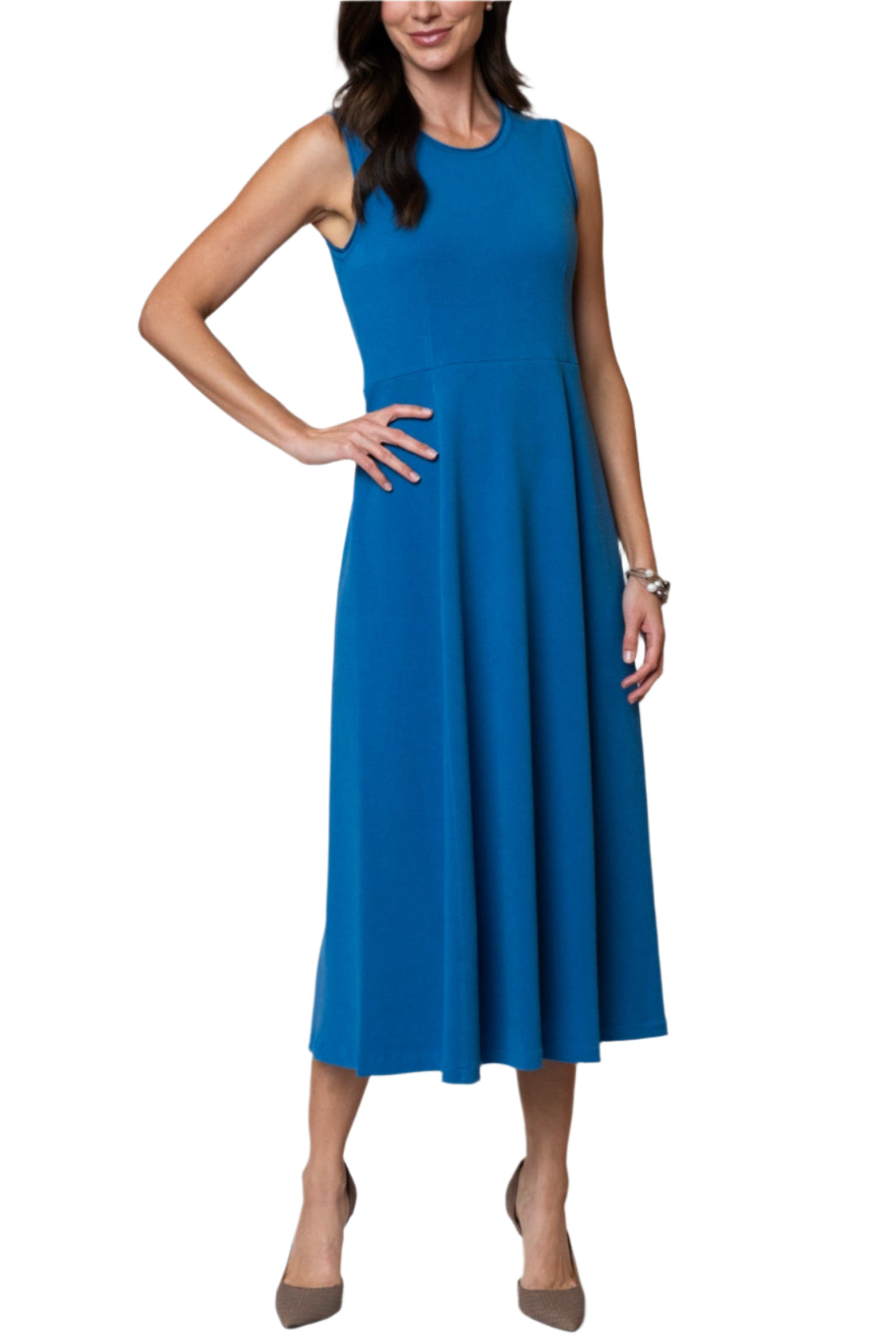 Mabel Maxi Sleeveless A-line Dress; Ocean Blue