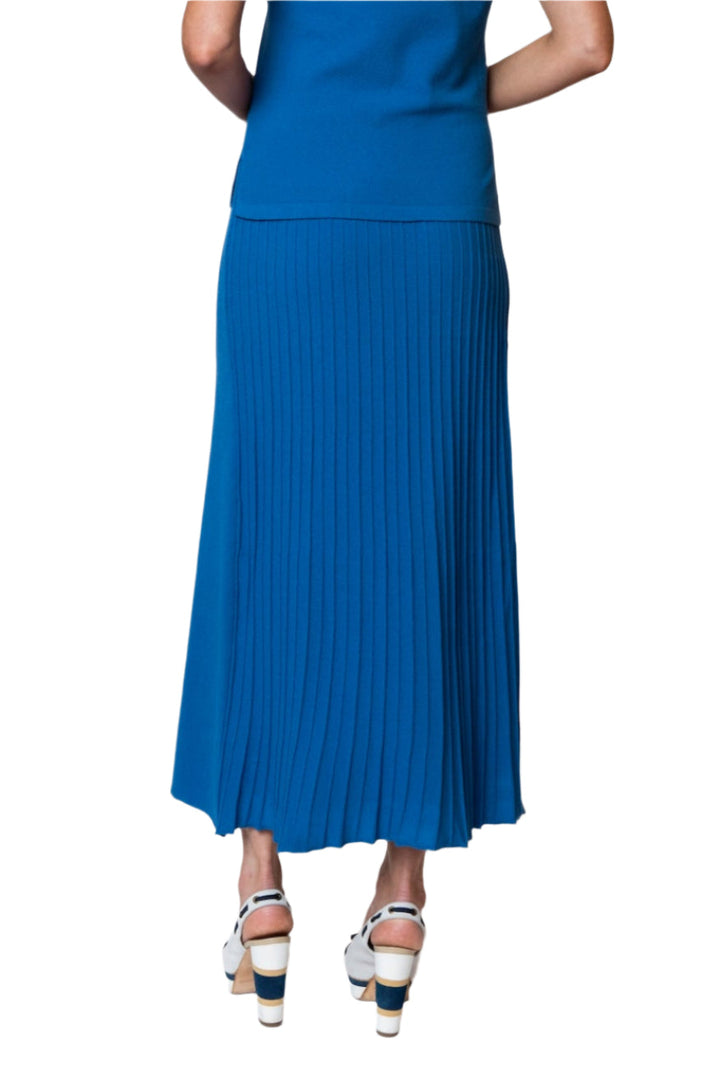 Milena Pleats-on-Back Maxi Skirt; Ocean Blue