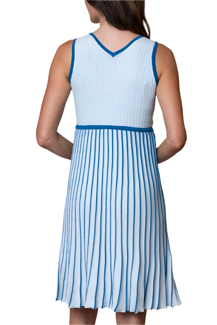 Lana Pleated Sleeveless Dress / Baby Blue/Ocean Blue