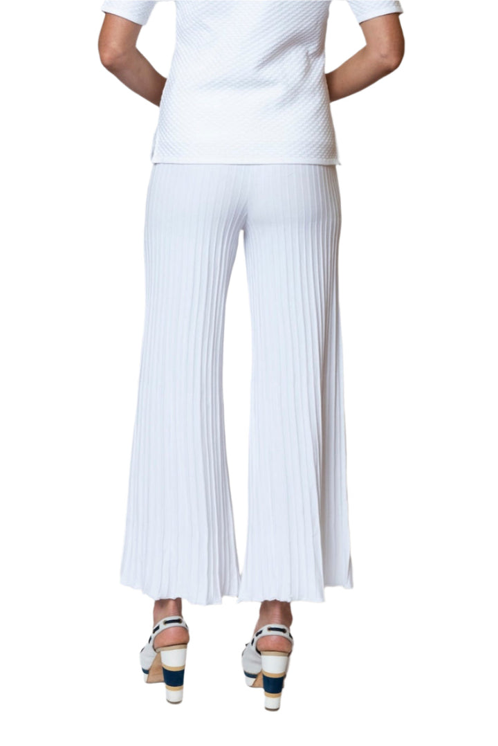 Julia Plisse-Look Wide Leg Pants, White