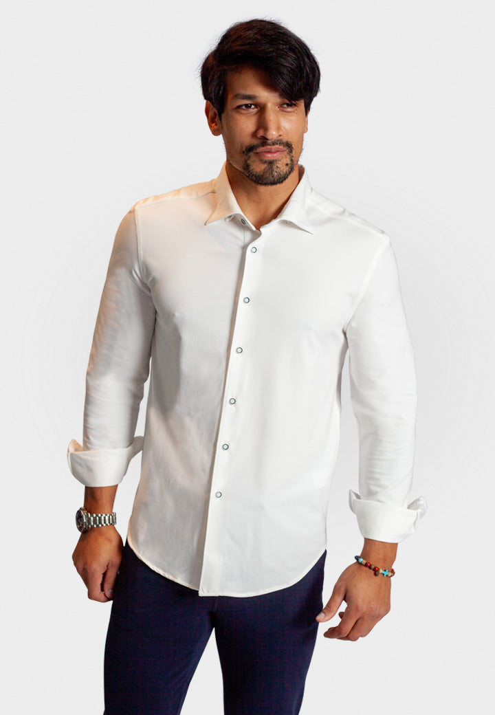 Buki + CINQO Single Shot Button Front Shirt, White - Buki