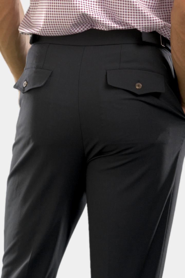 Pleated Wool Trouser Pants - Navy