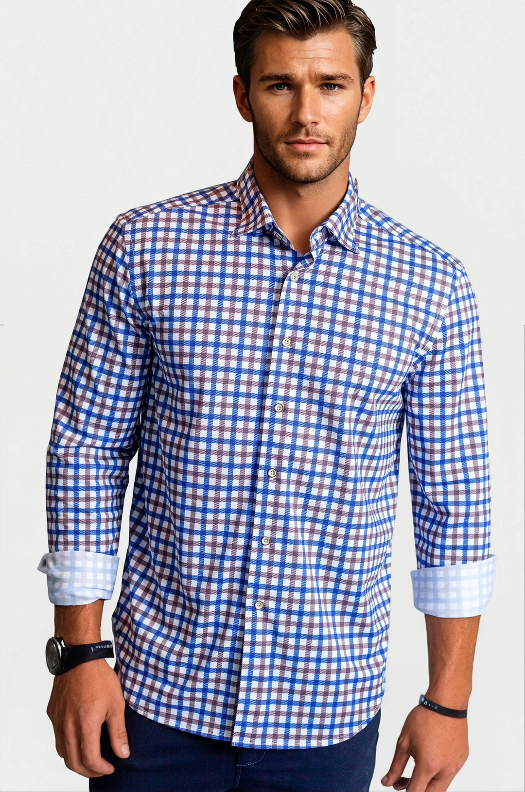 Check Mate Lounge Set - Long Sleeve Shirt & Full Zip 'Sweater'
