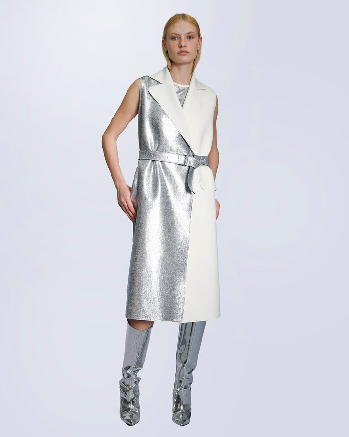 Maison Marie Saint Pierre | Jacket | JUSTICIA | Silver | White | Belt | JINETTE2 | Silver