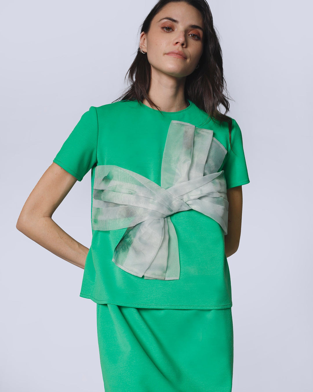 Maison Marie Saint Pierre | Dress | JULIANO | Jade | Black | top | JIVARI | Jade | Aqua Lily Green