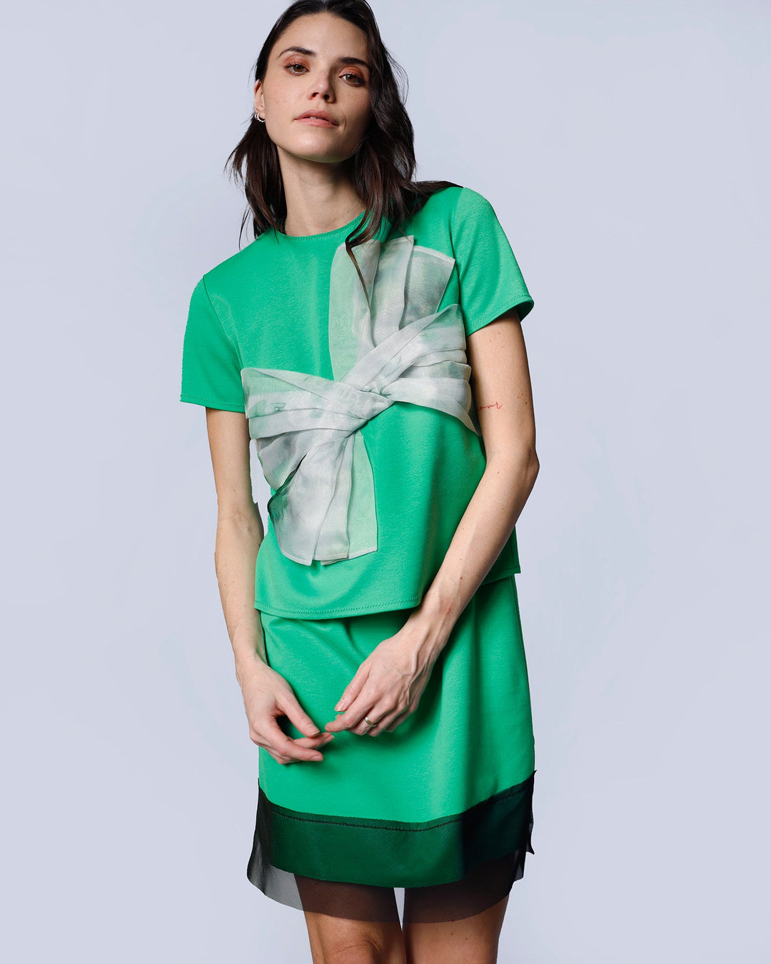 Maison Marie Saint Pierre | Dress | JULIANO | Jade | Black | top | JIVARI | Jade | Aqua Lily Green