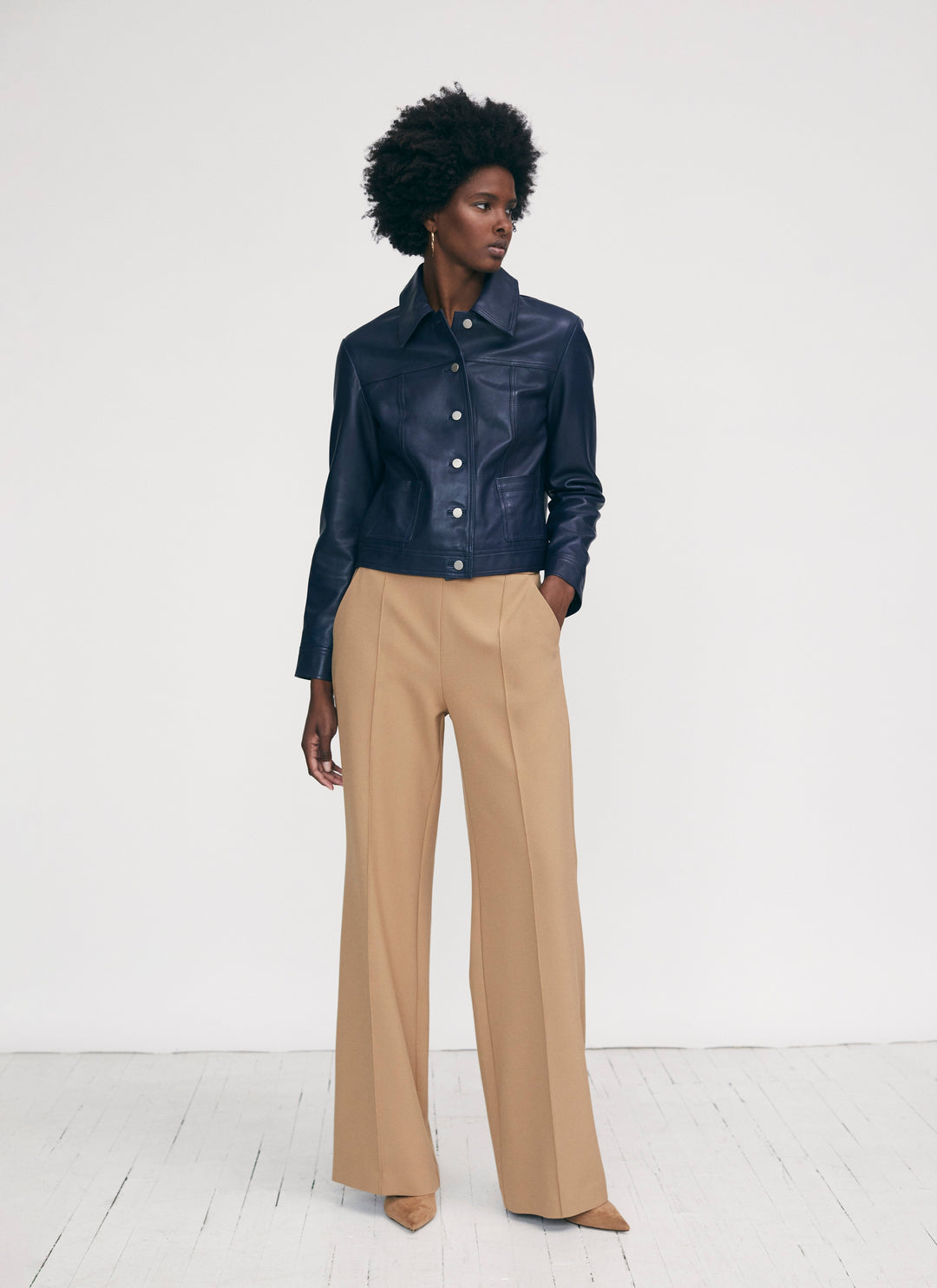 Pintuck wide leg pant