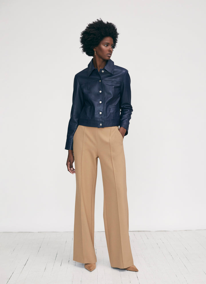 Pintuck wide leg pant