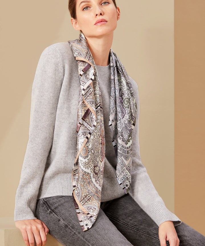 Colorblock Paisley Square Scarf