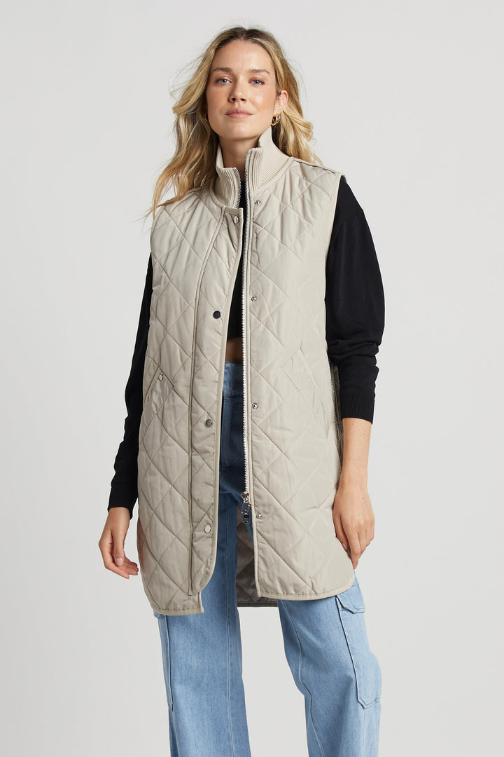 Destiny Sleeveless Quilted Vest w/ Side Zipper Detail