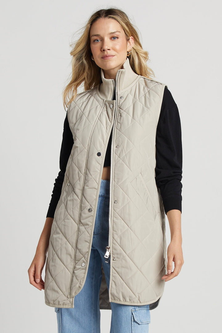 Destiny Sleeveless Quilted Vest w/ Side Zipper Detail