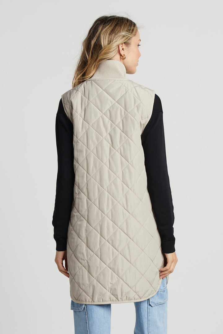 Destiny Sleeveless Quilted Vest w/ Side Zipper Detail