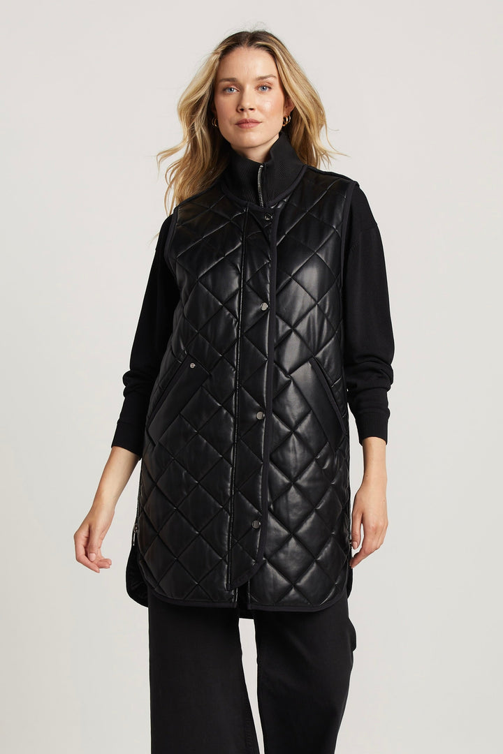 Destiny Quilted Full Zip Vegan Leather Vest w/ Side Zipper