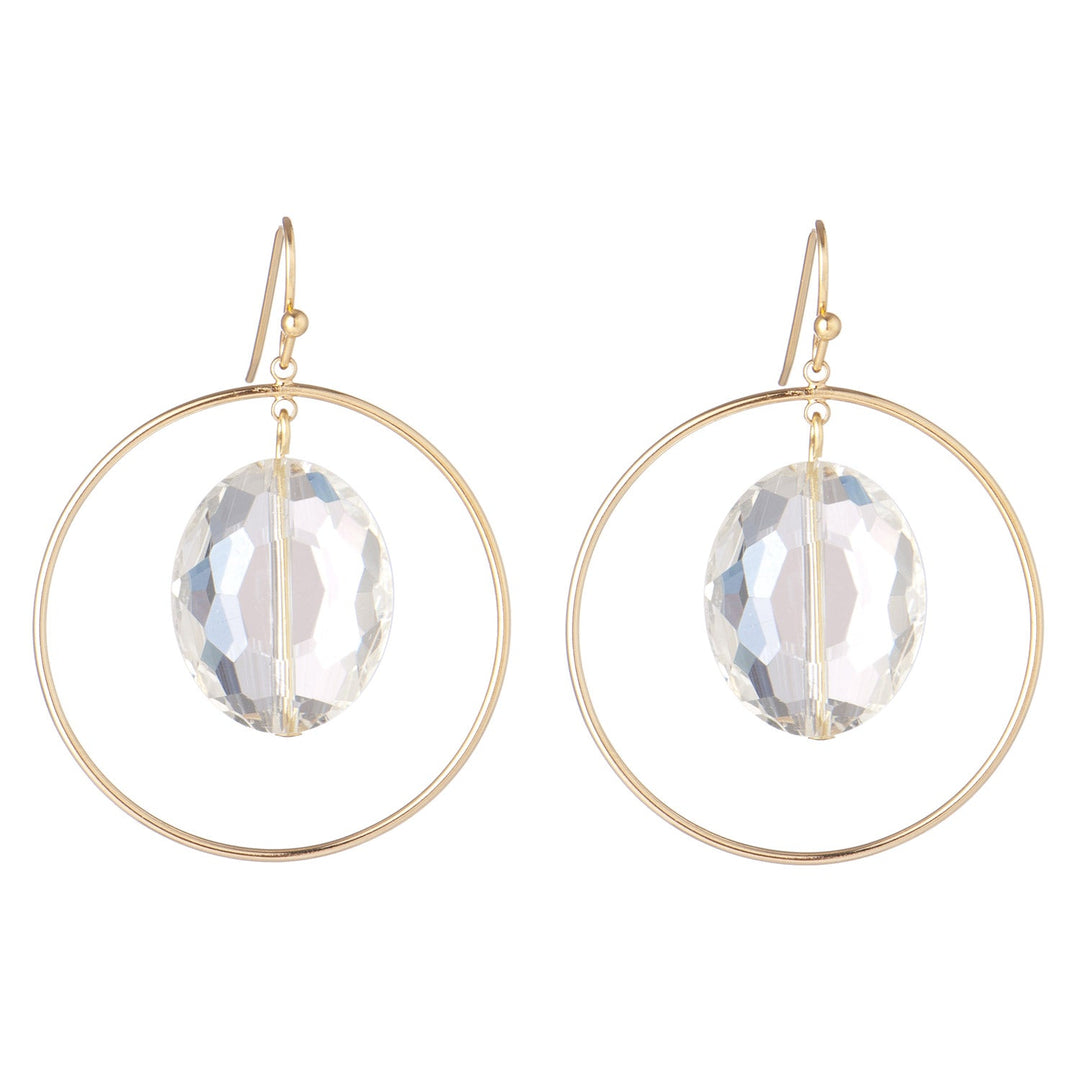 Hoop With Clear Oval Crystal Earrings