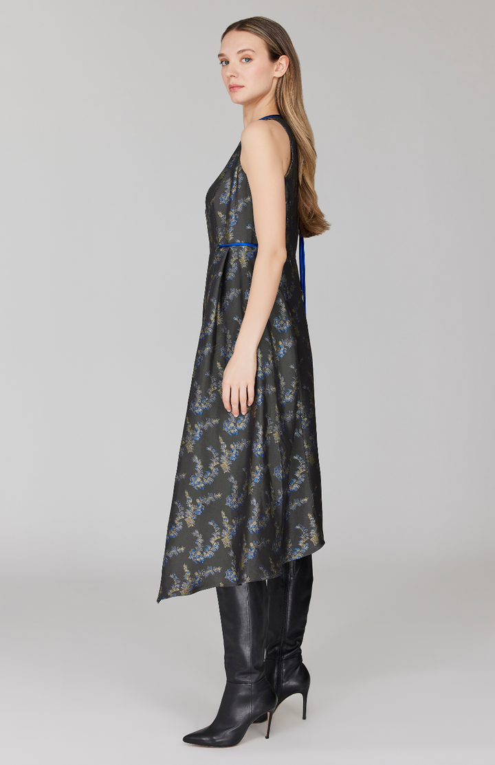 PREORDER Feather Jacquard Asymmetric Fit & Flare Dress