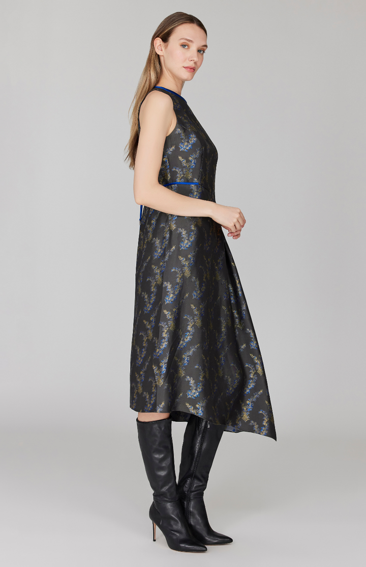 PREORDER Feather Jacquard Asymmetric Fit & Flare Dress