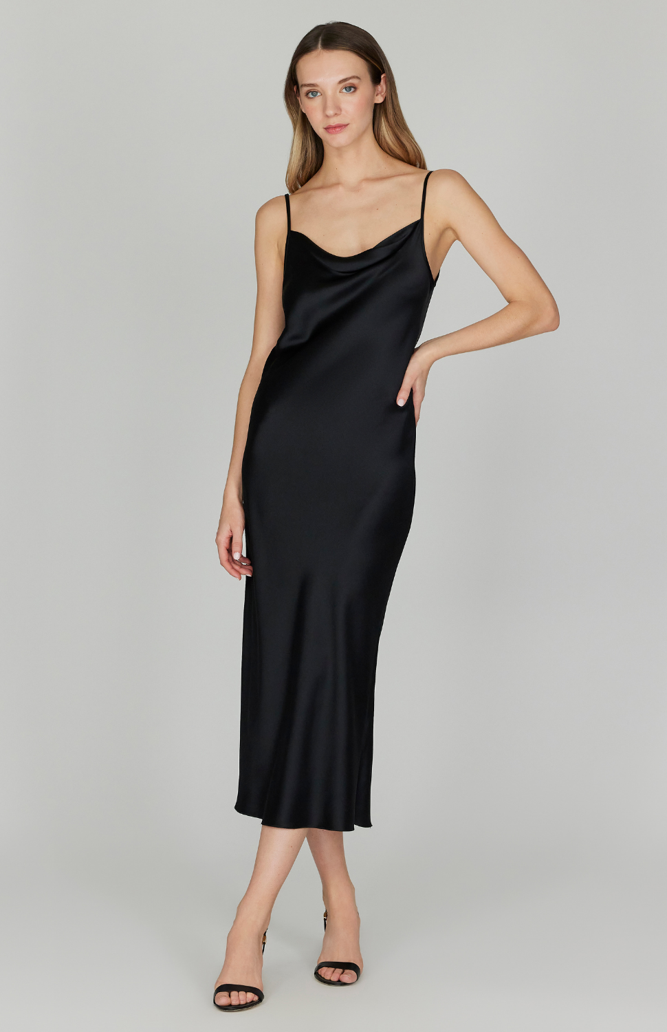 Satin Drape Front Camisole Dress