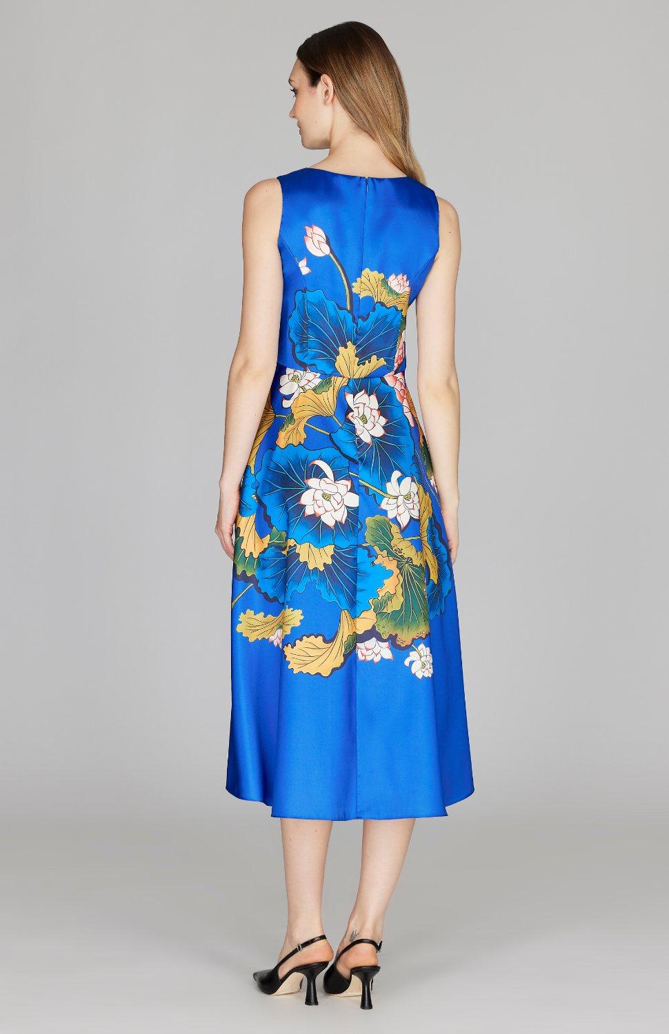 PREORDER Lotus Print Sleeveless Fit & Flare Dress