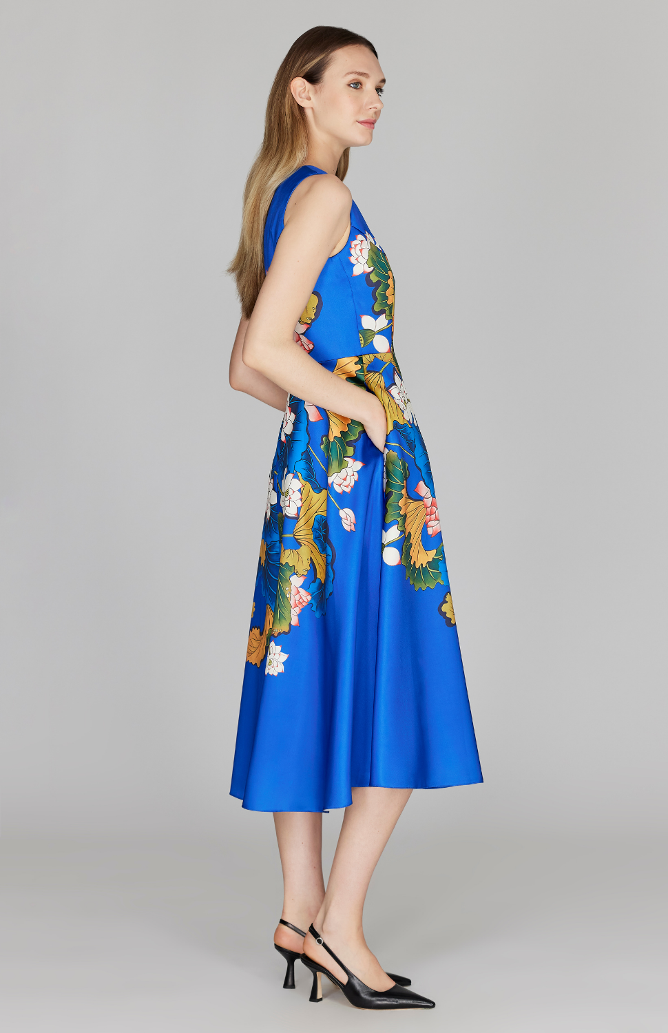 PREORDER Lotus Print Sleeveless Fit & Flare Dress