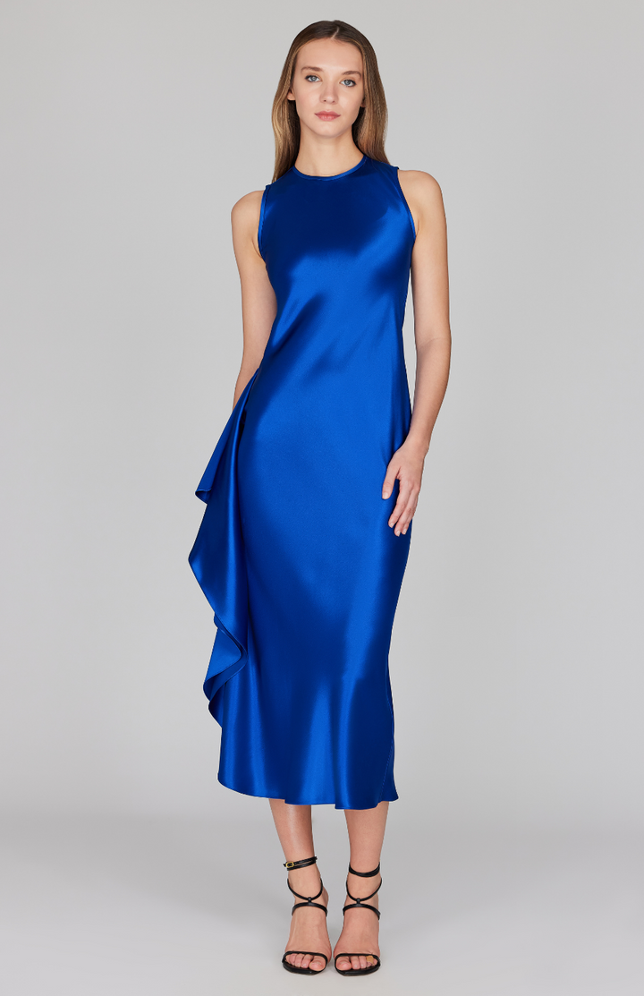 Satin Cascade Bias Dress