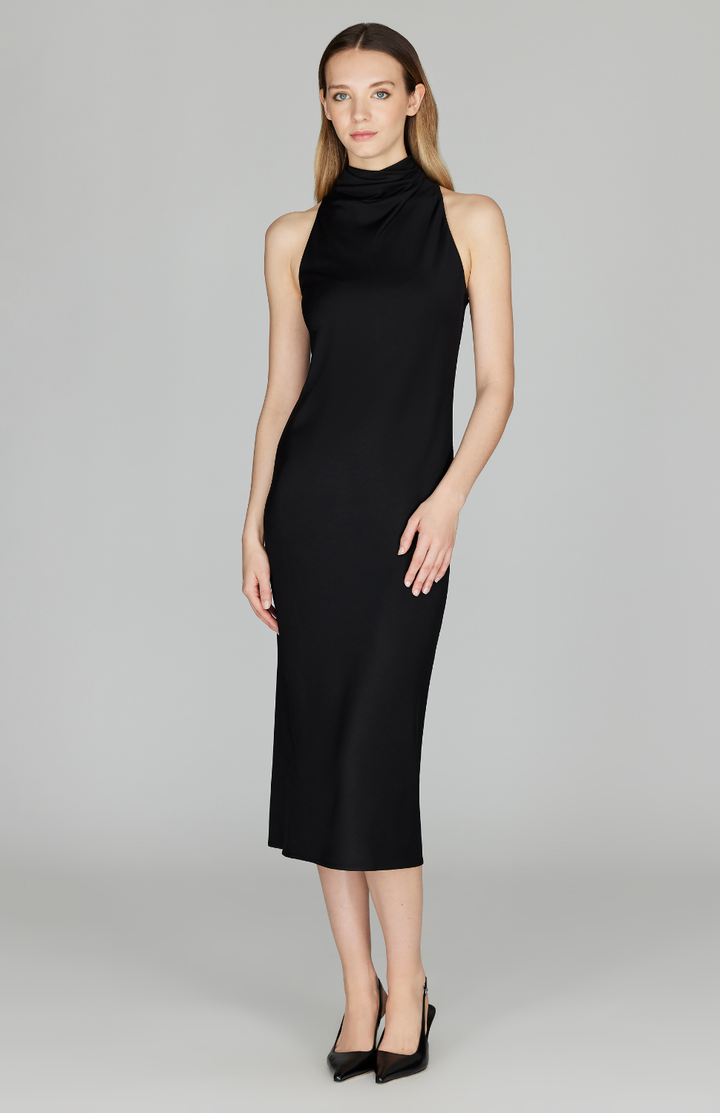 Matte Jersey High Neck Cowl Dress