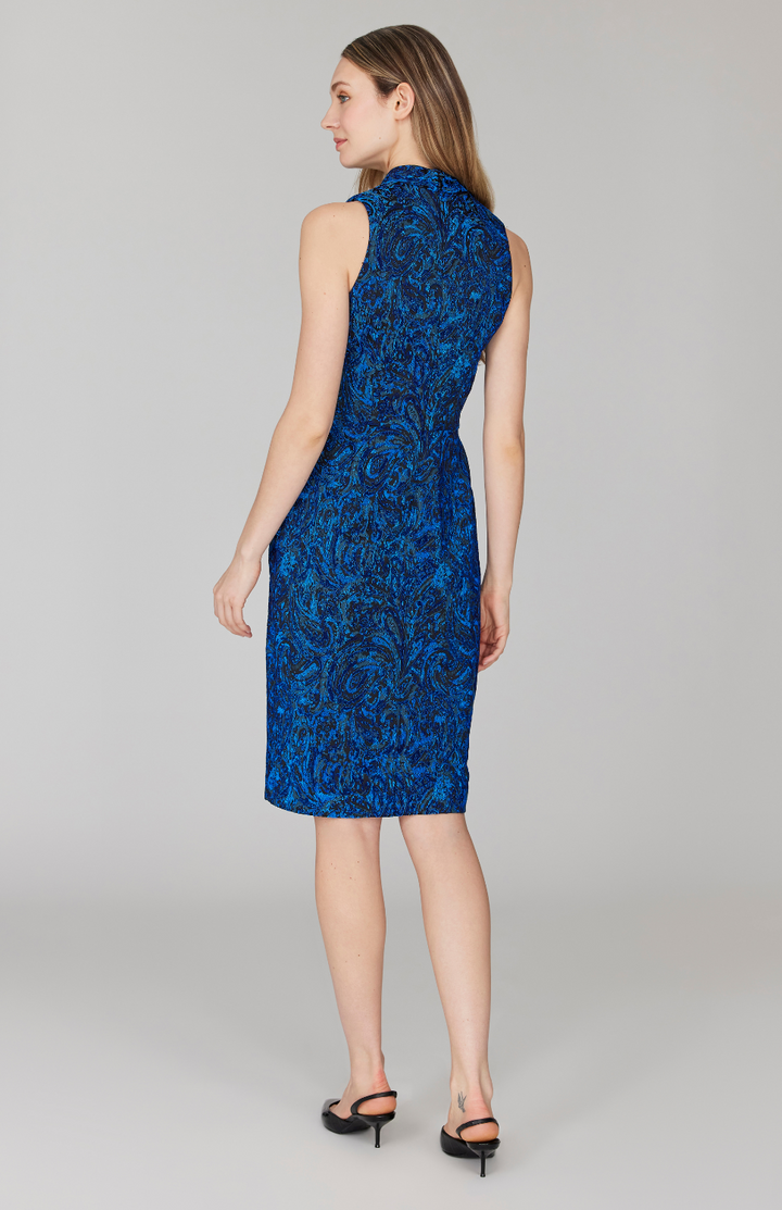 PREORDER Paisley Stretch Jacquard Fitted Dress w/ High Neck