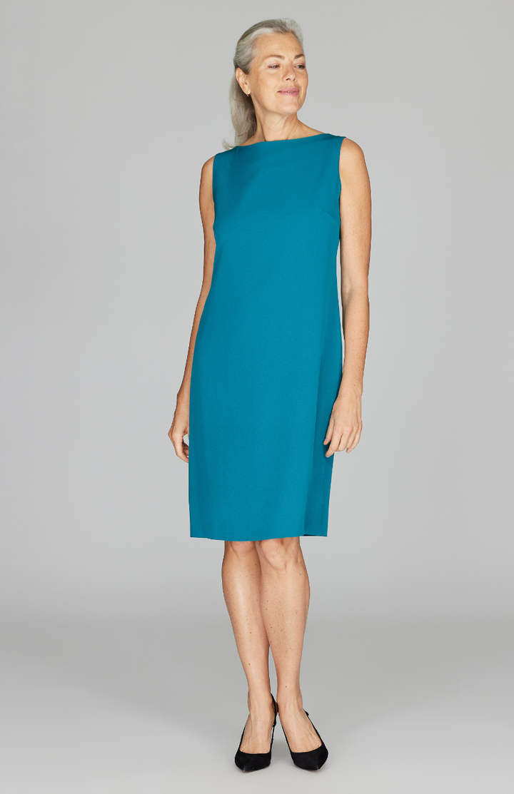 Silk High Neck Sheath Dress